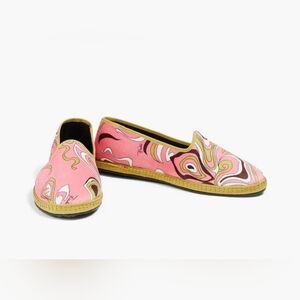 Emilio Pucci Pink Print Velvet Slippers NIB Sz 7